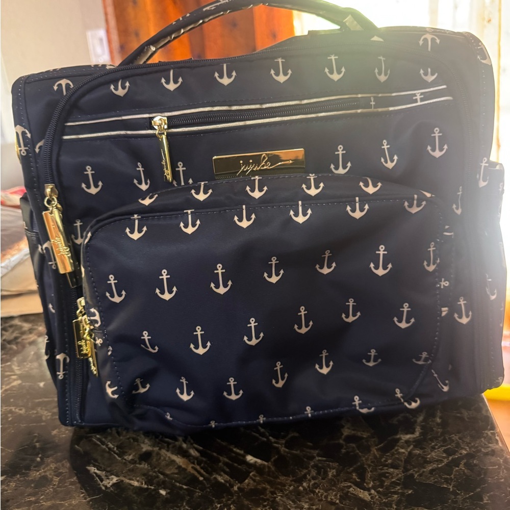 Ju-Ju-Be Navy Bag with White Anchor Pattern